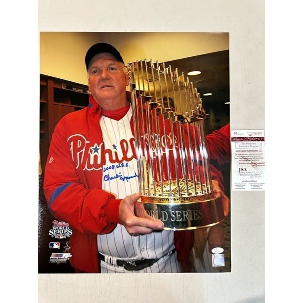 Charlie Manuel signed 2008 WSC autographed Philadelphia Phillies 16x20 Photo JSA